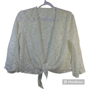 Belle France White Lace Cottagecore Romantic Topper Size M